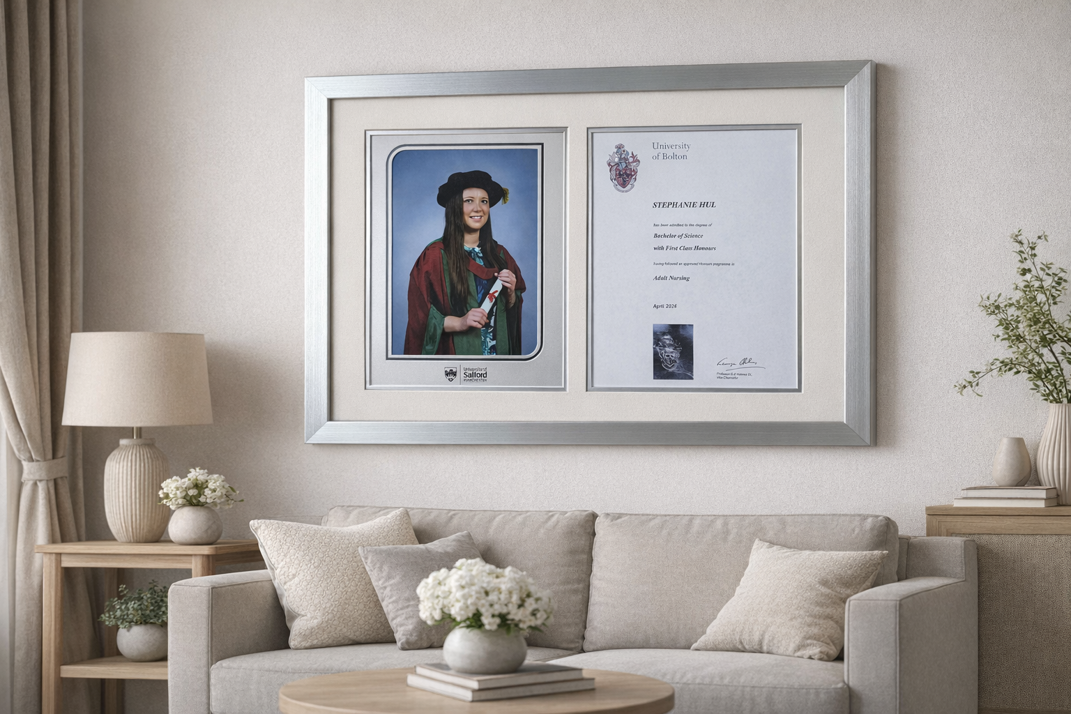 A4 Certificate & 10×12 Photo Frame – Silver Graduation Frame Special ...